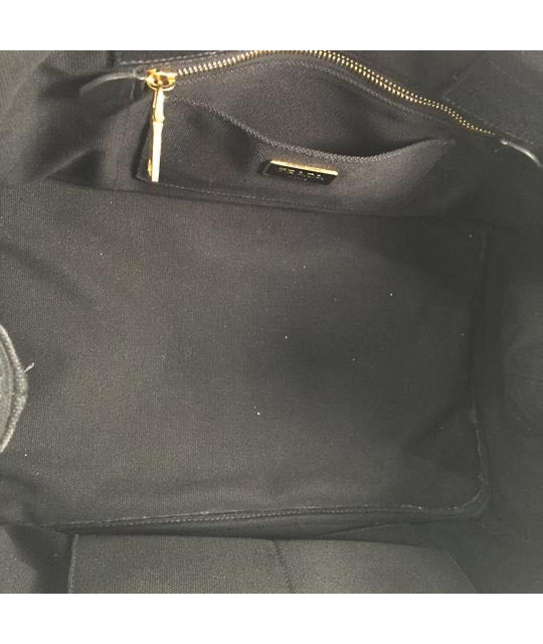 PRADA Черная тканевая сумка с короткими ручками, фото 5