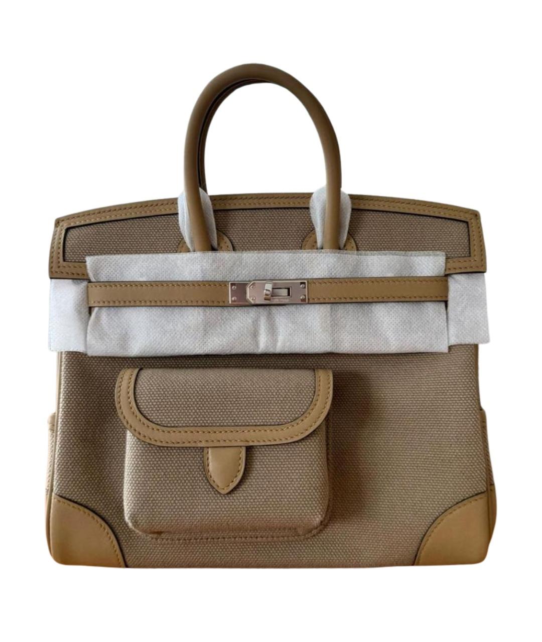 HERMES Бежевая кожаная сумка с короткими ручками, фото 1