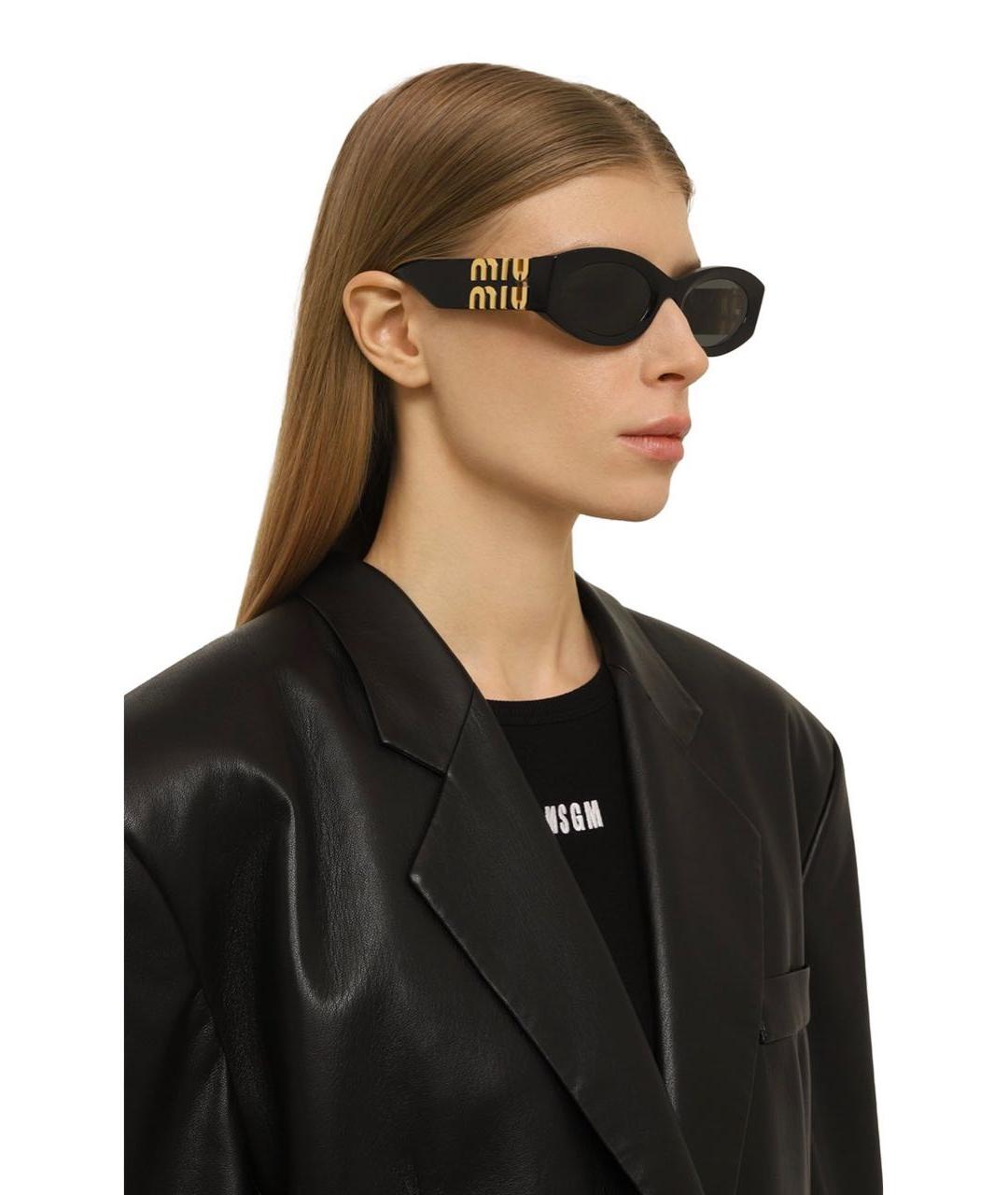 MIU MIU Черные пластиковые солнцезащитные очки, фото 8