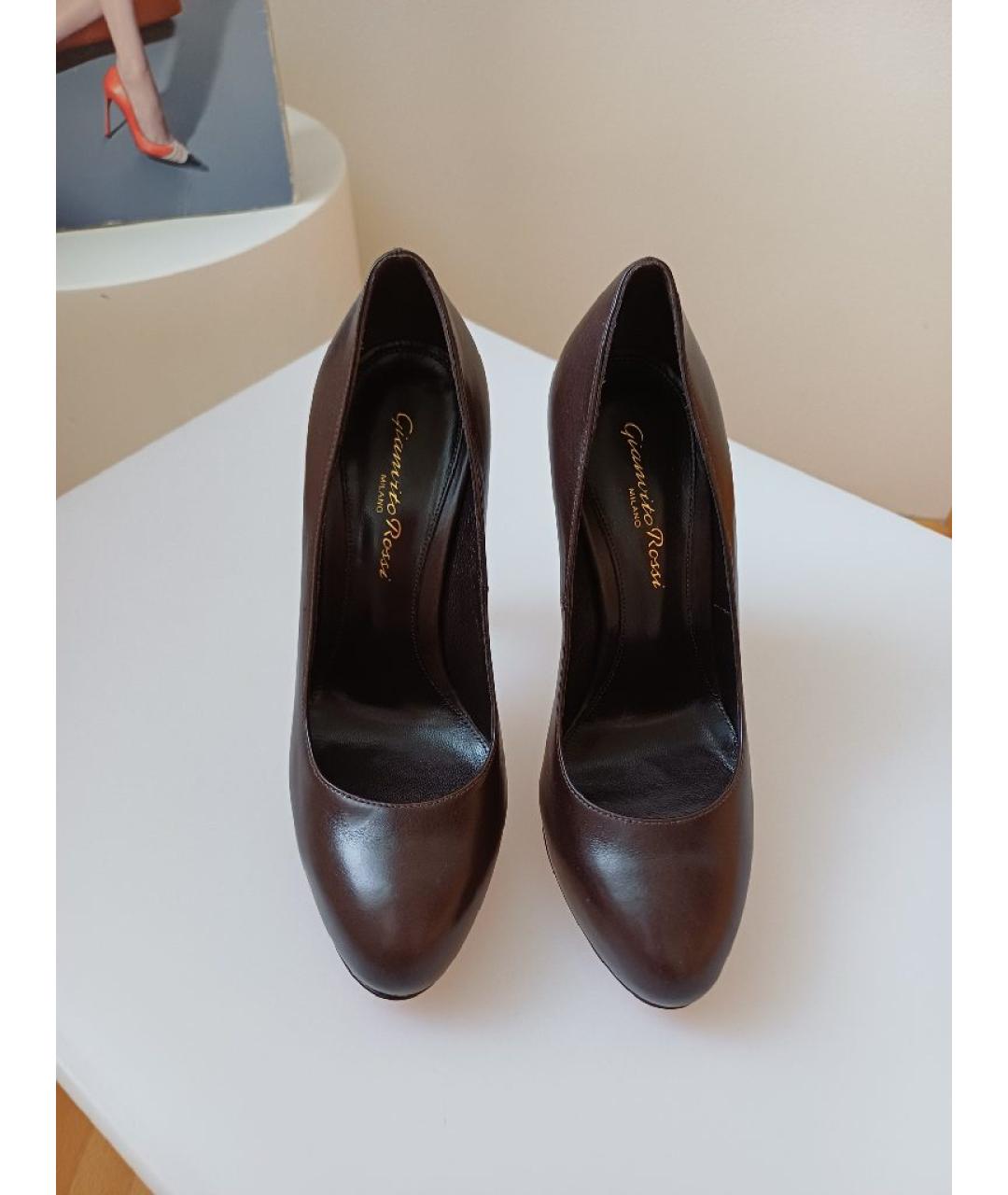 GIANVITO ROSSI Коричневые кожаные туфли, фото 5