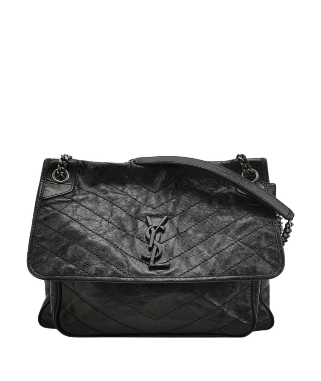 SAINT LAURENT Черная кожаная сумка через плечо, фото 1