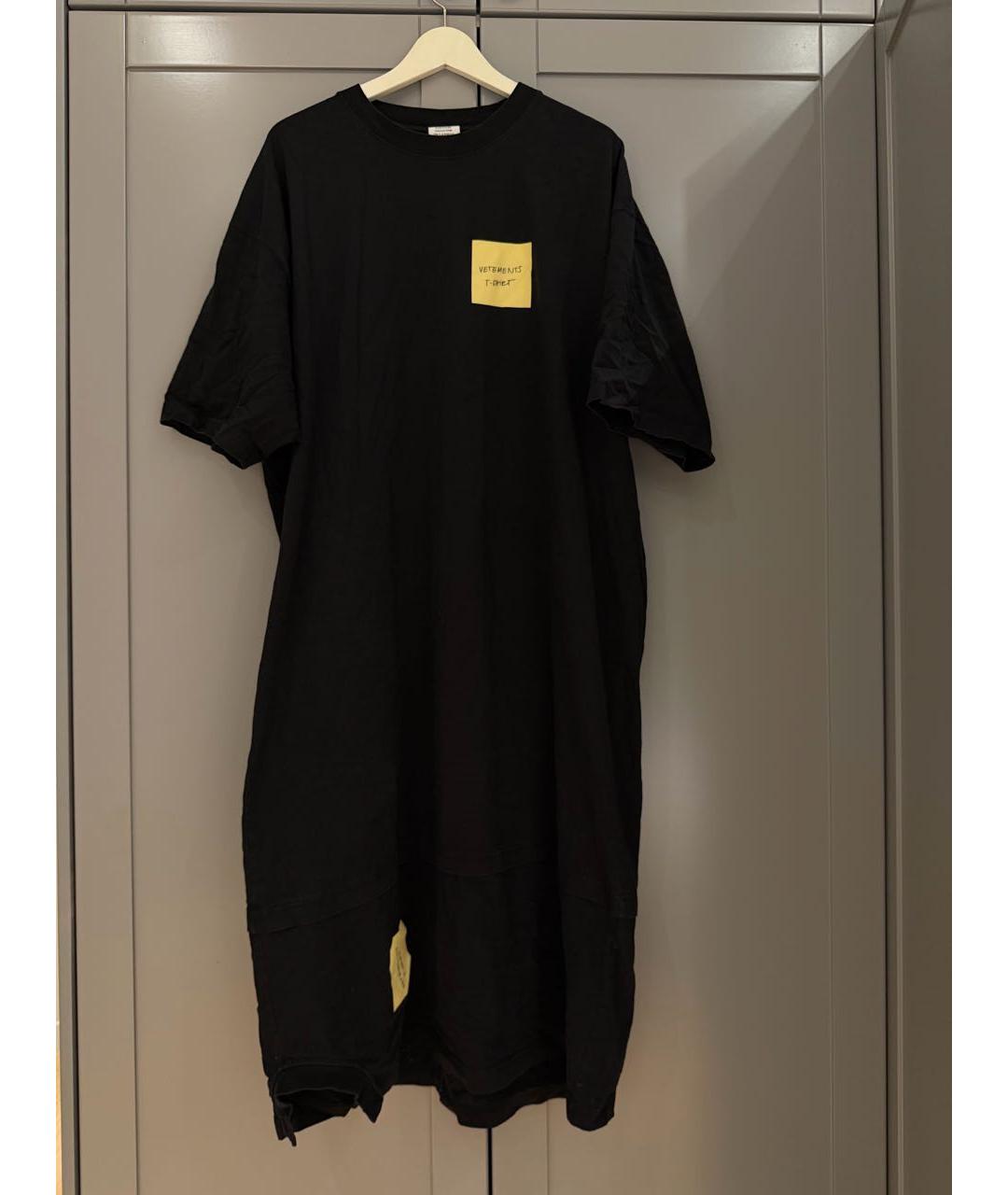 VETEMENTS Черное хлопковое повседневное платье, фото 5