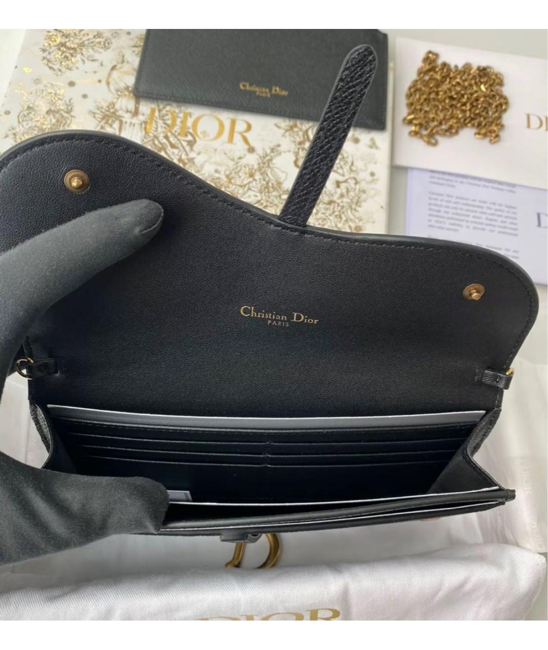 CHRISTIAN DIOR Черная кожаная сумка через плечо, фото 8