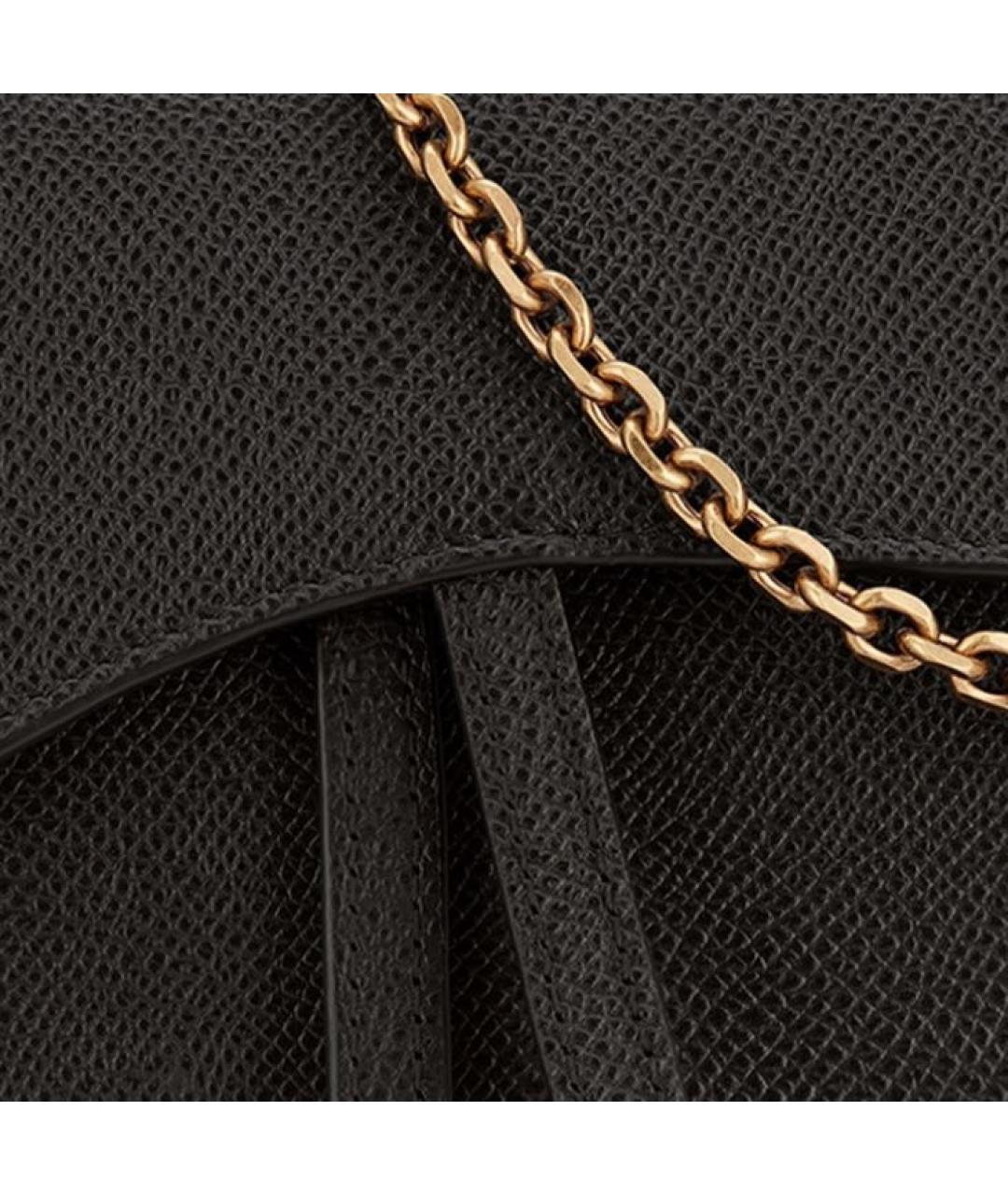 CHRISTIAN DIOR Черная кожаная сумка через плечо, фото 5