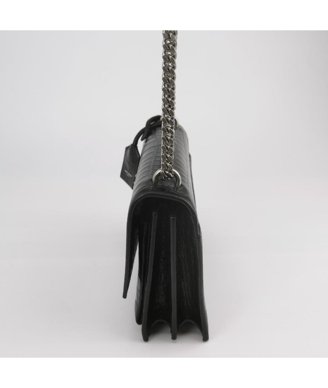 SAINT LAURENT Черная сумка через плечо из лакированной кожи, фото 2