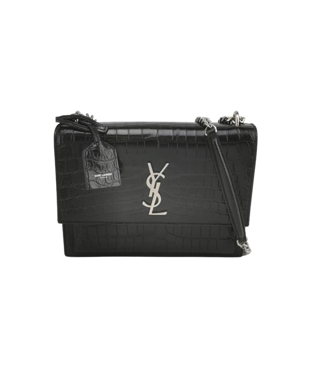 SAINT LAURENT Черная сумка через плечо из лакированной кожи, фото 9