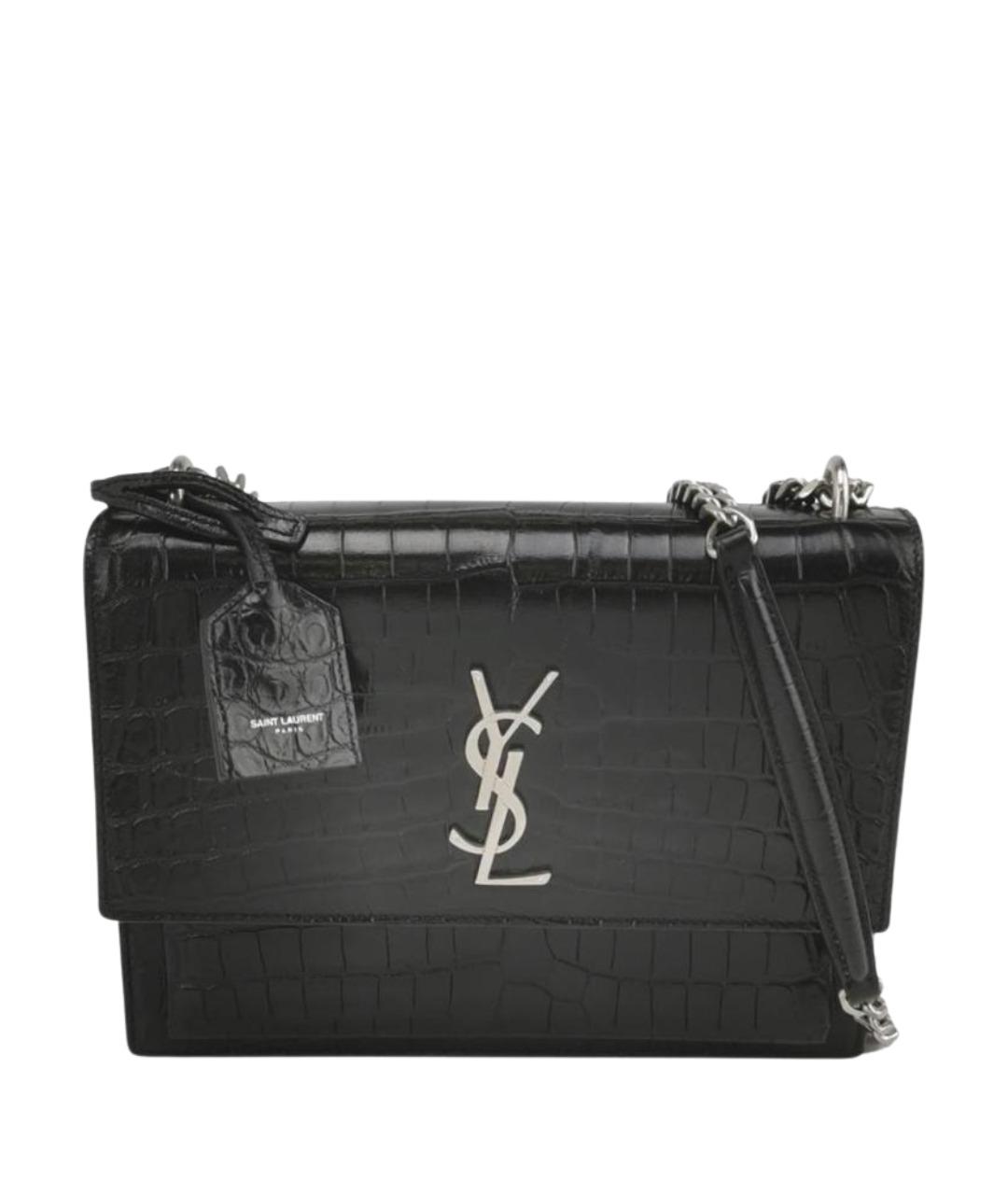 SAINT LAURENT Черная сумка через плечо из лакированной кожи, фото 1