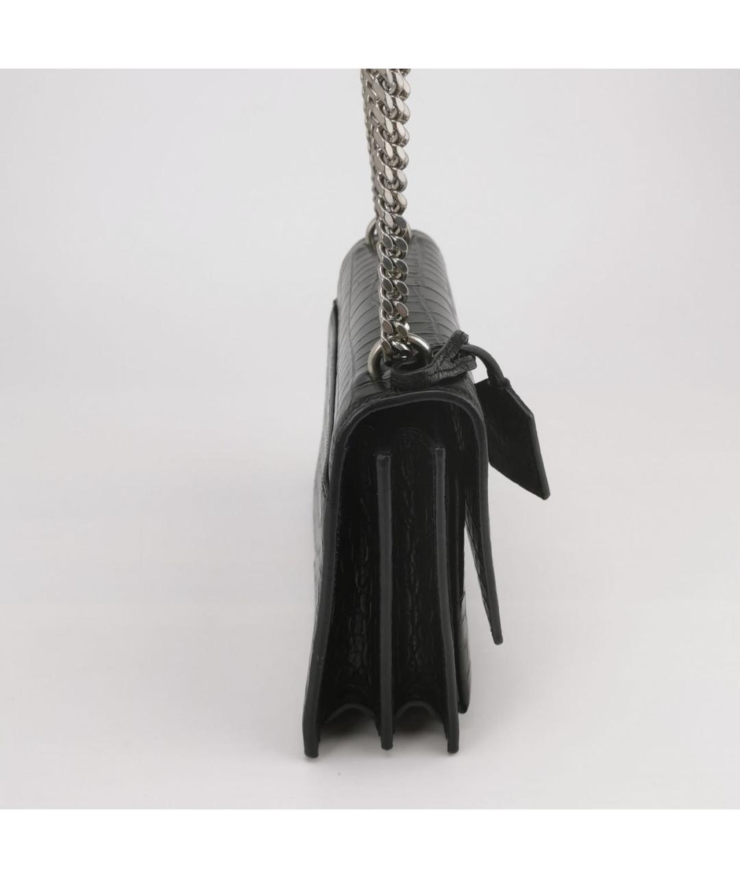 SAINT LAURENT Черная сумка через плечо из лакированной кожи, фото 3