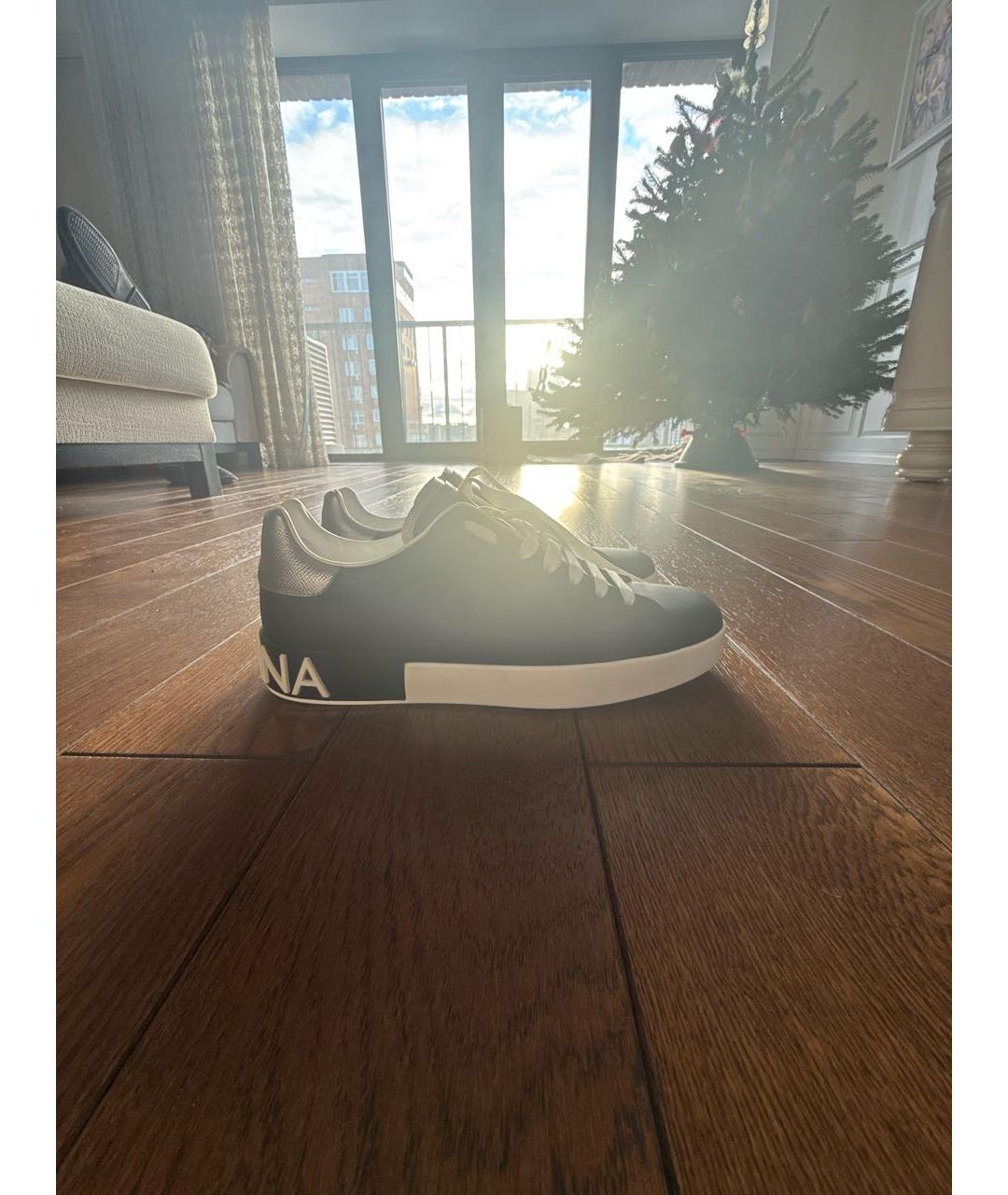 DOLCE&GABBANA Черные кожаные низкие кроссовки / кеды, фото 9