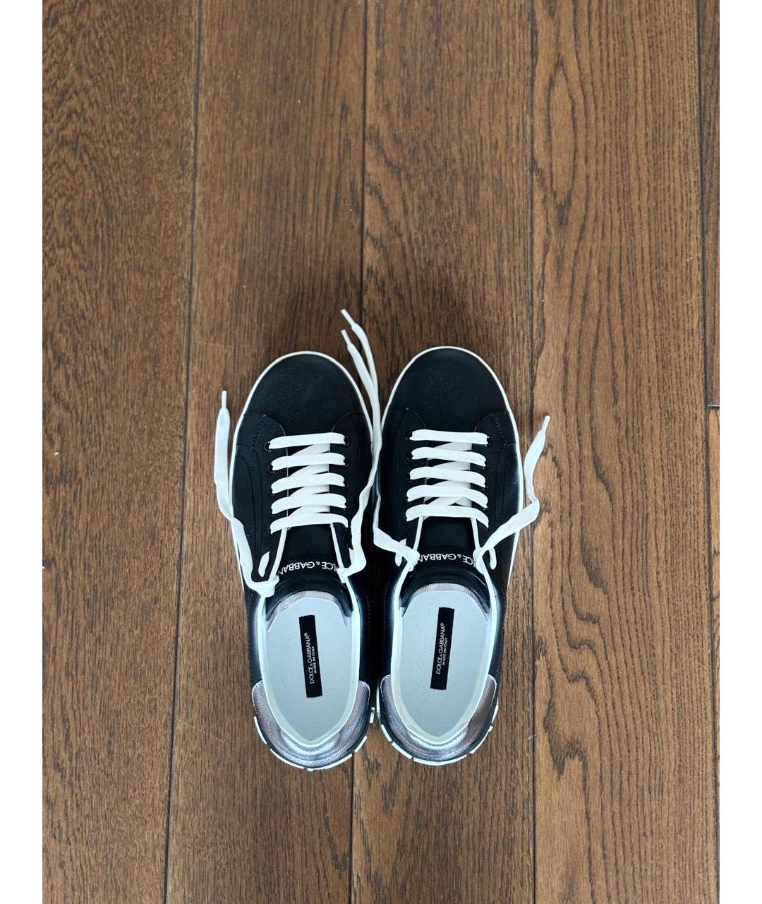 DOLCE&GABBANA Черные кожаные низкие кроссовки / кеды, фото 4