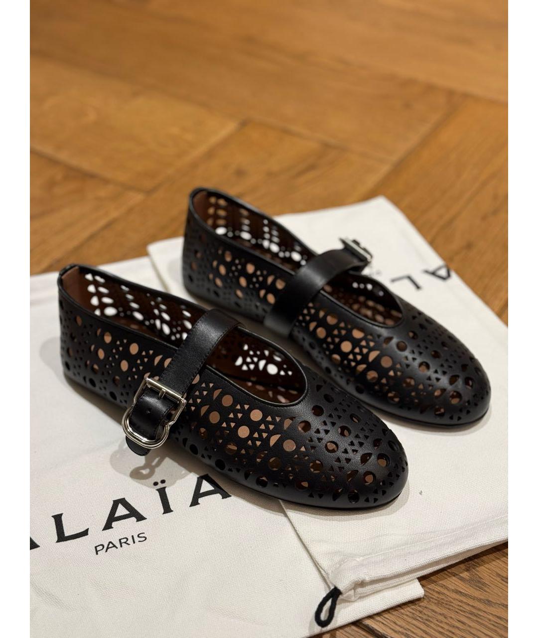 ALAIA Черные кожаные балетки, фото 2