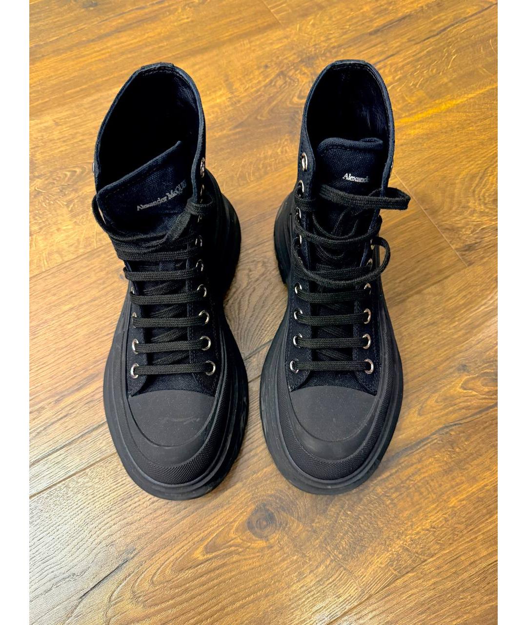 ALEXANDER MCQUEEN Черные текстильные кеды, фото 2