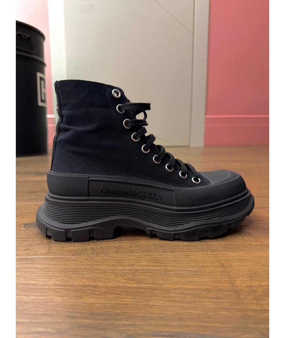 ALEXANDER MCQUEEN Черные текстильные кеды, фото 6