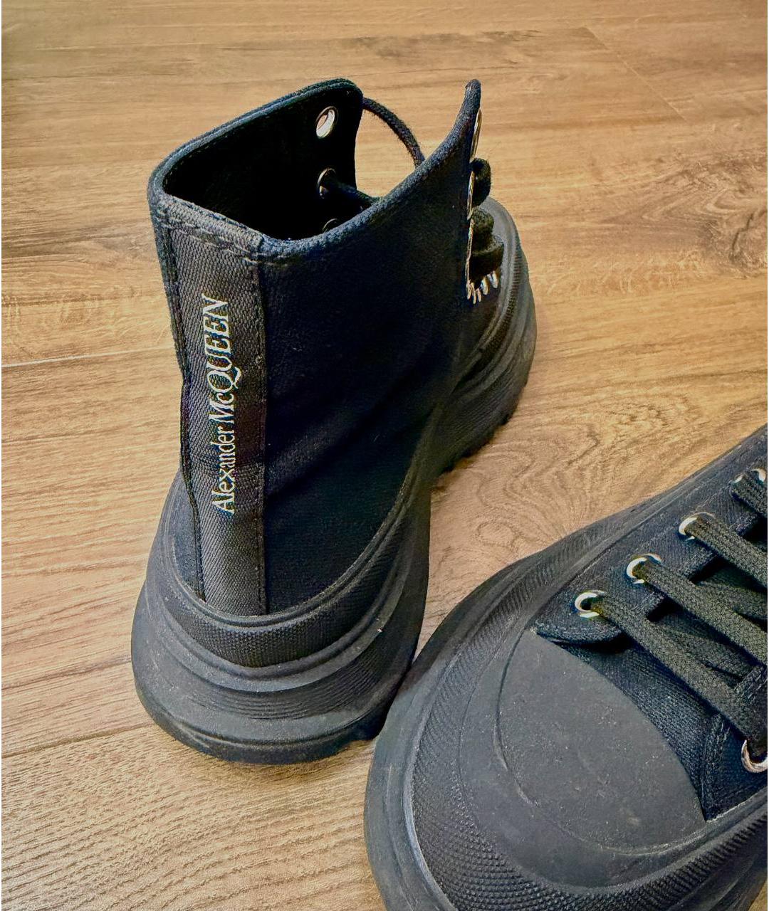 ALEXANDER MCQUEEN Черные текстильные кеды, фото 3