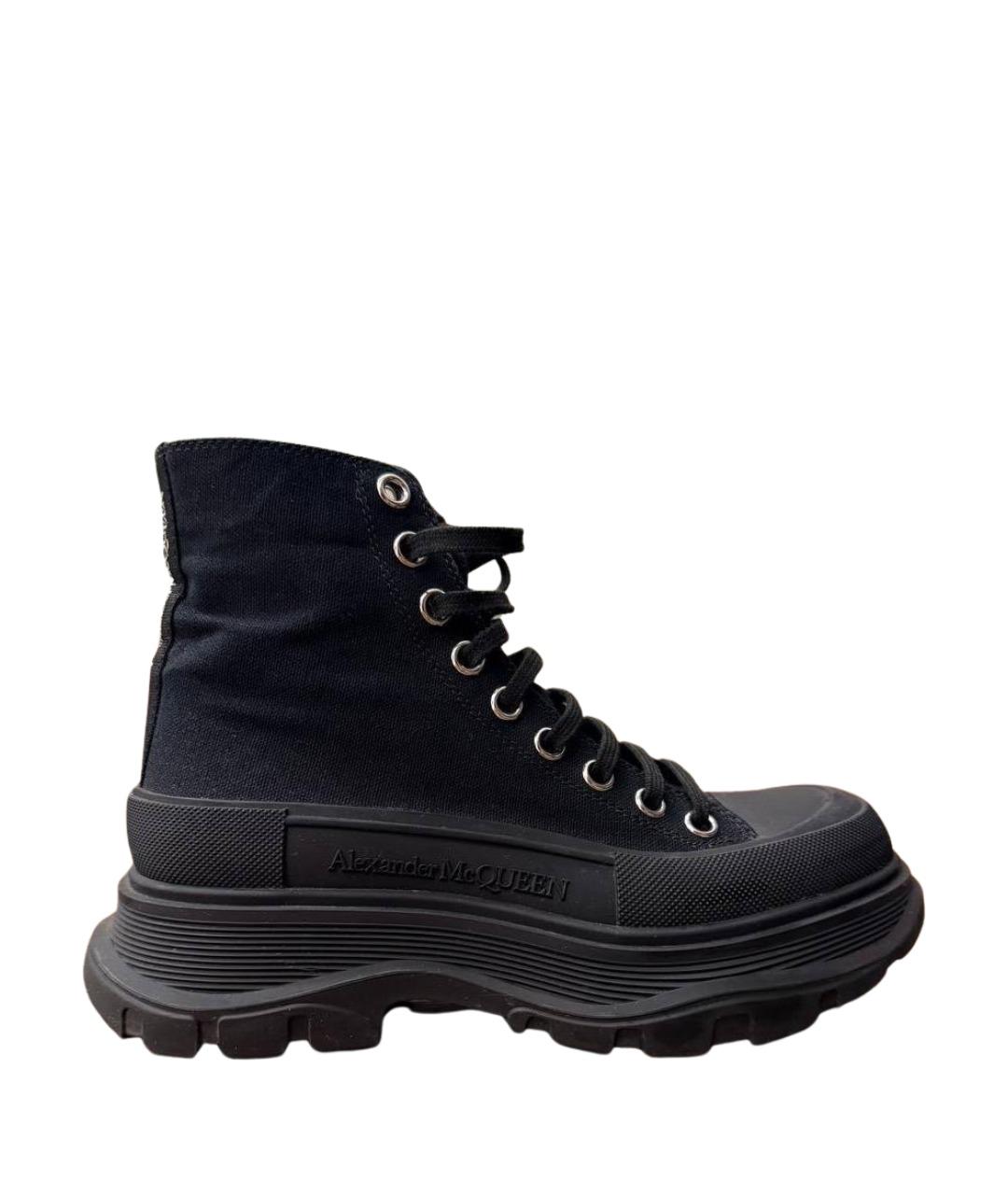 ALEXANDER MCQUEEN Черные текстильные кеды, фото 1