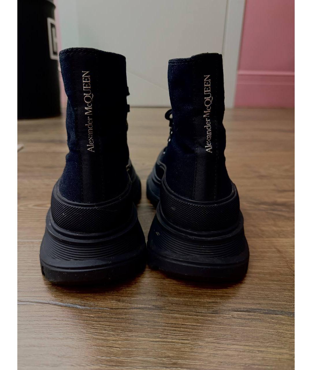 ALEXANDER MCQUEEN Черные текстильные кеды, фото 4