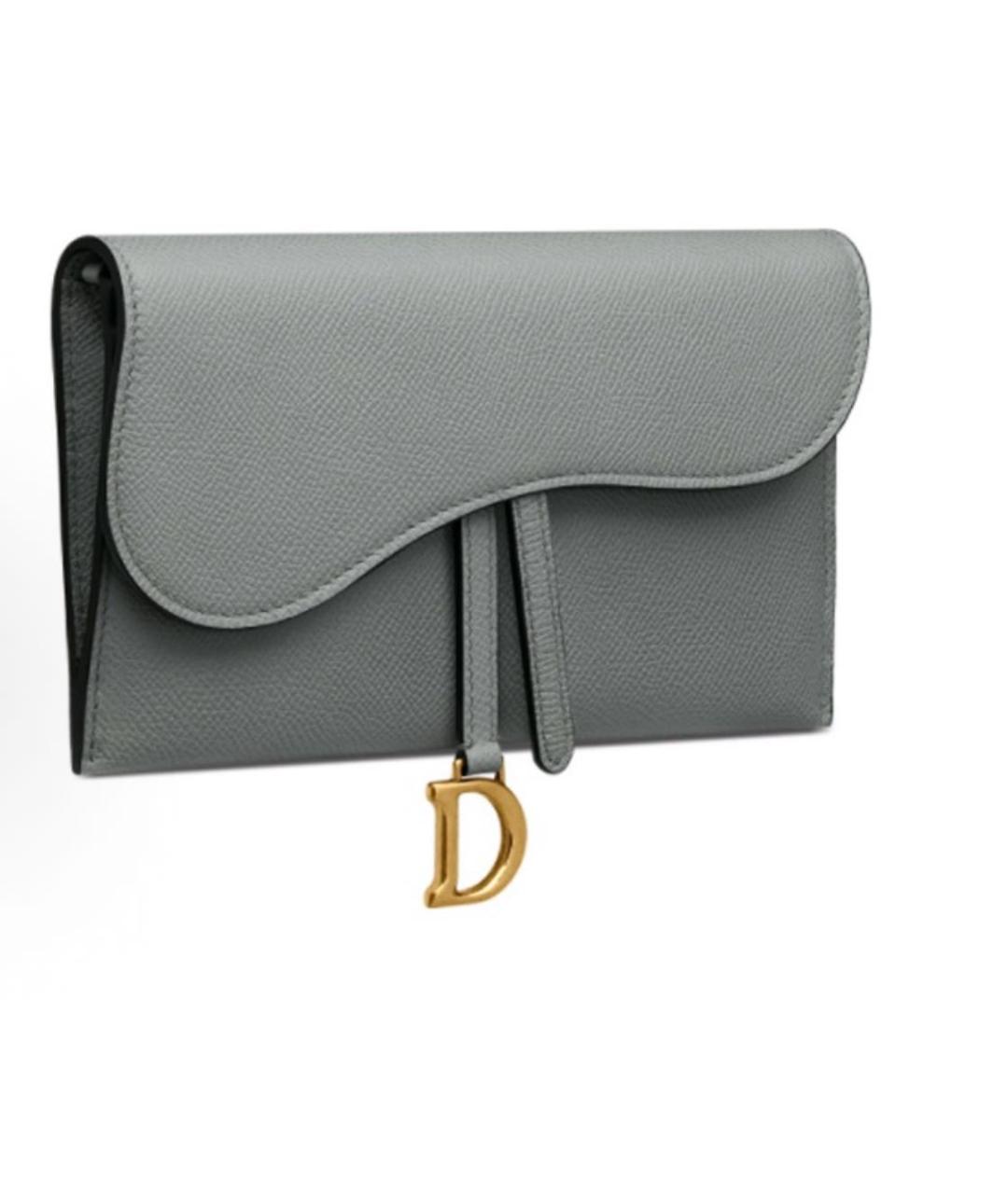 CHRISTIAN DIOR Серая кожаная сумка через плечо, фото 2