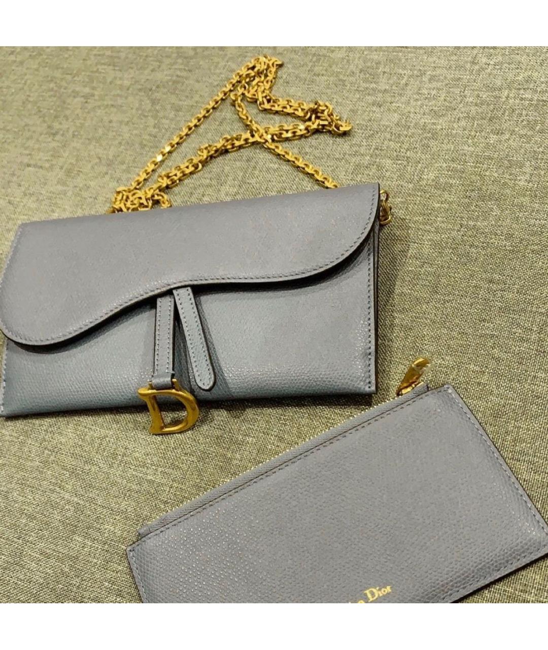 CHRISTIAN DIOR Серая кожаная сумка через плечо, фото 7