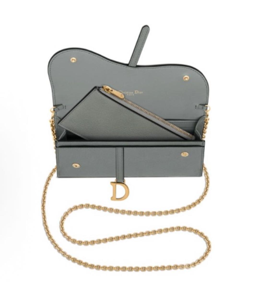 CHRISTIAN DIOR Серая кожаная сумка через плечо, фото 4