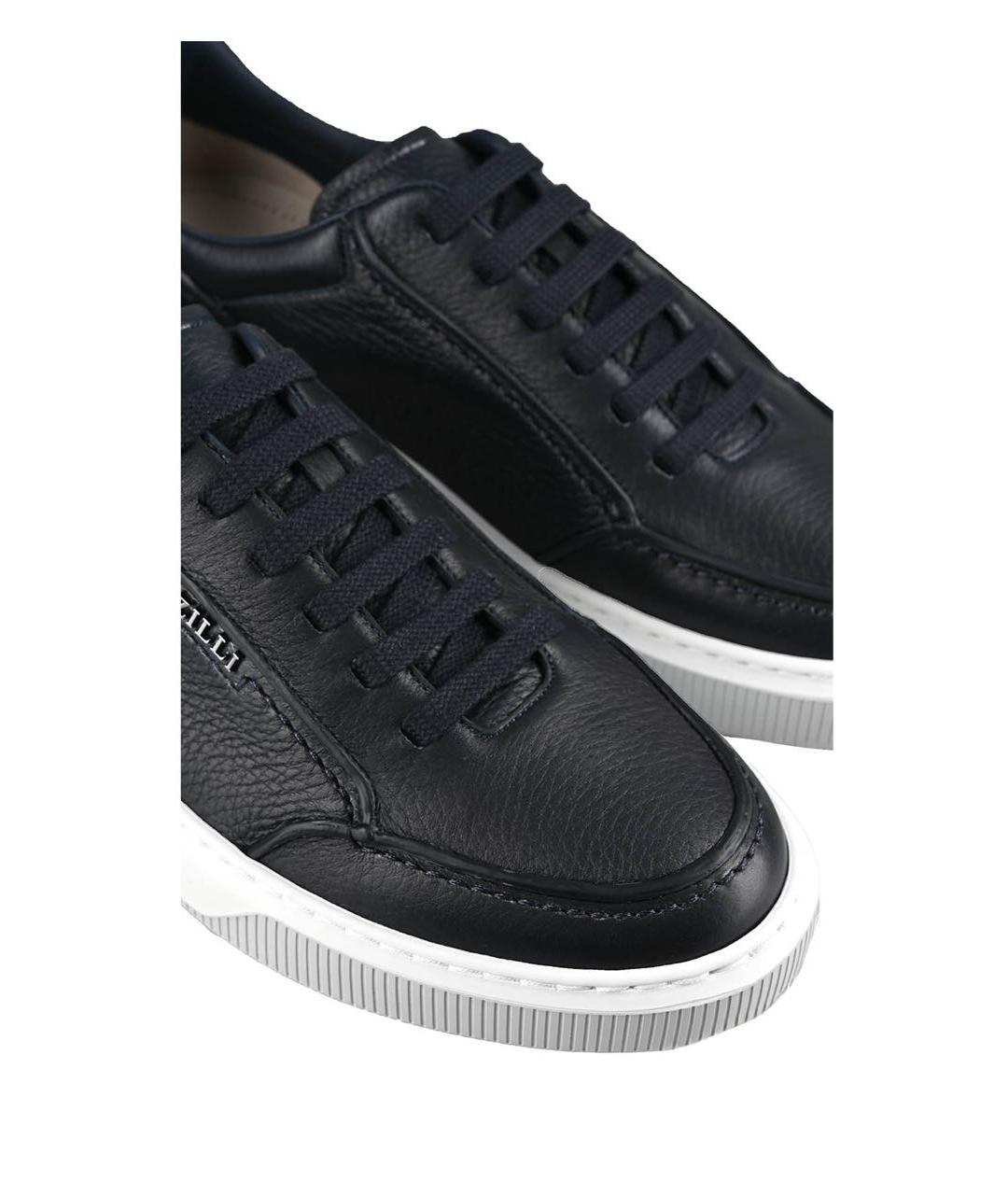 ZILLI Темно-синие кожаные низкие кроссовки / кеды, фото 6