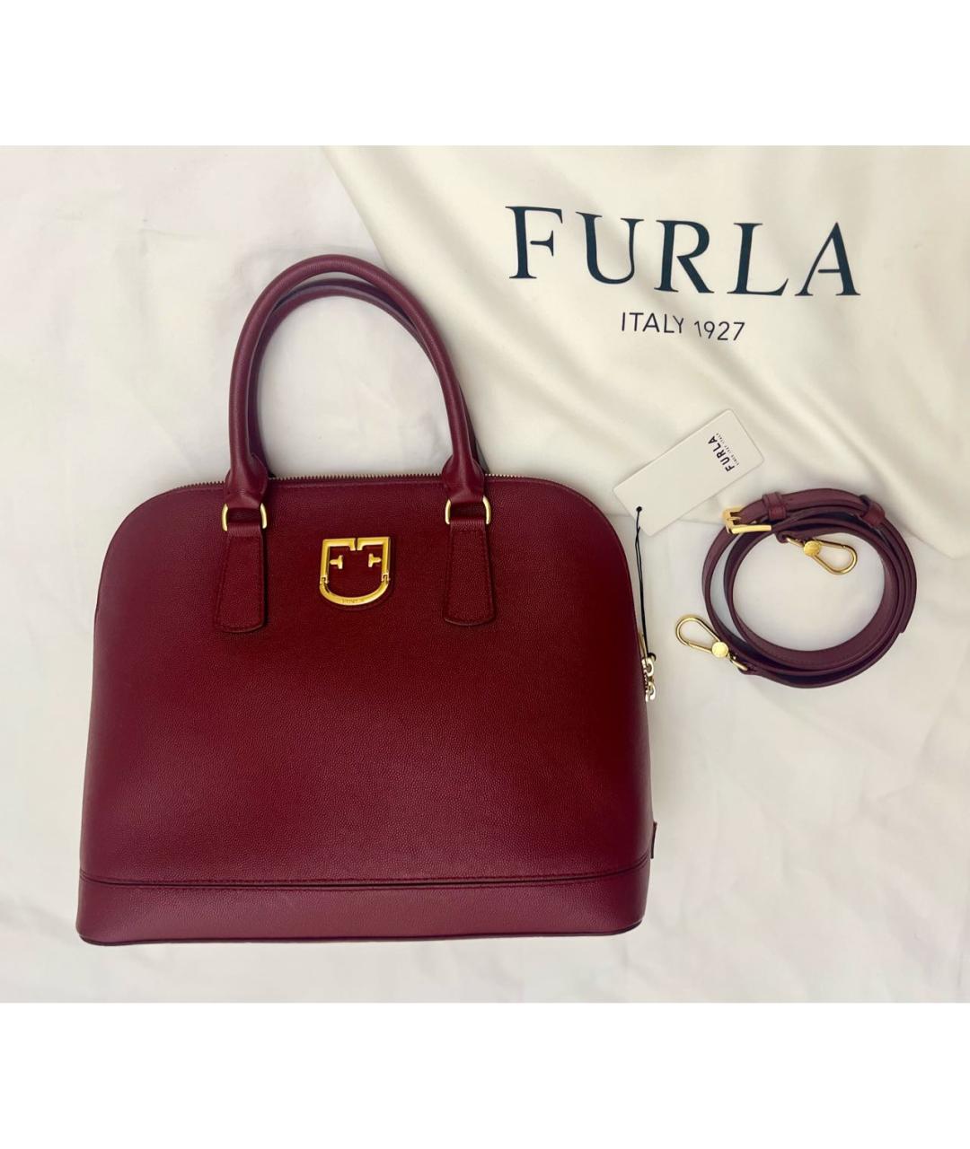 FURLA Бордовая кожаная сумка тоут, фото 9