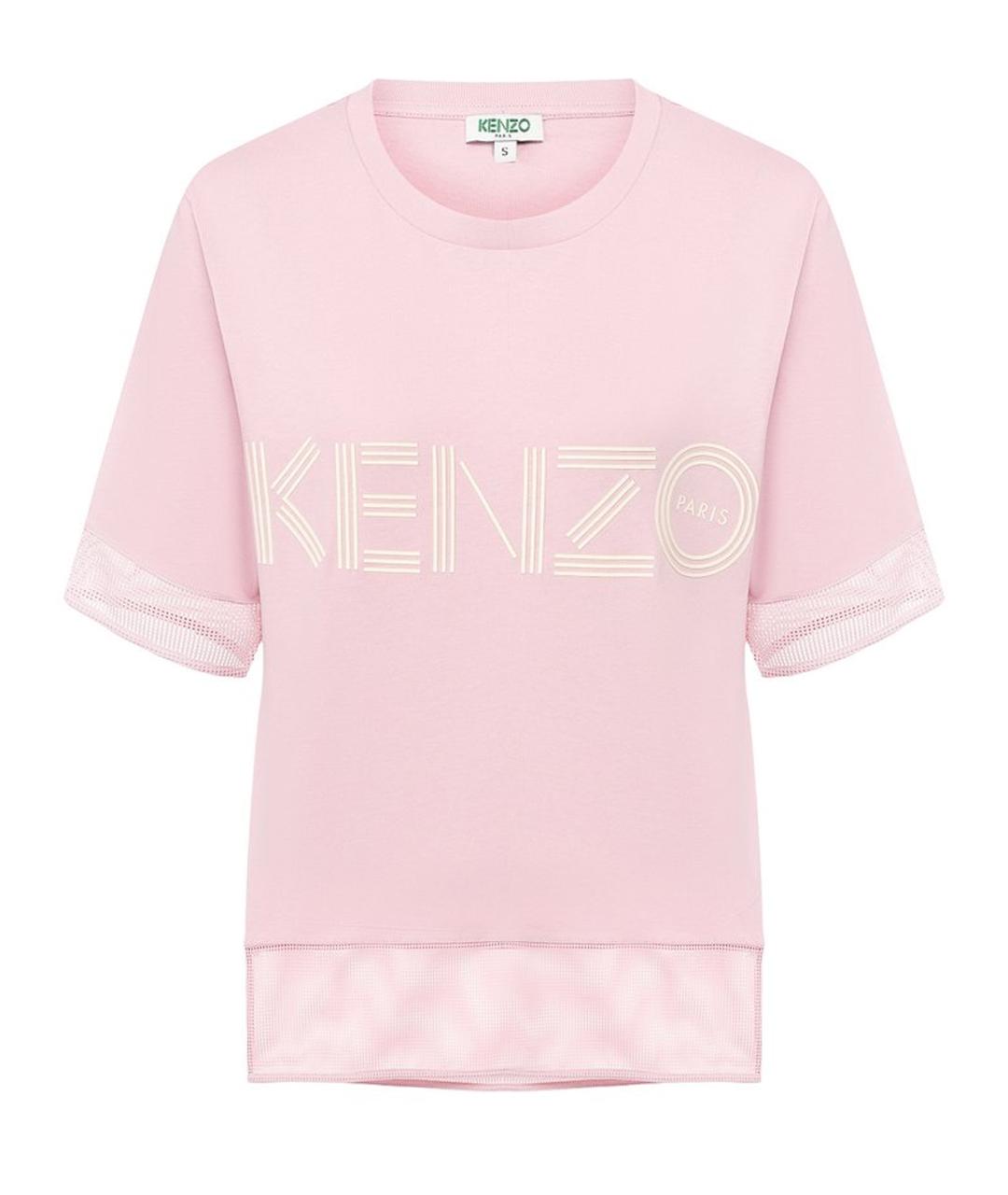 KENZO Розовая хлопковая футболка, фото 1