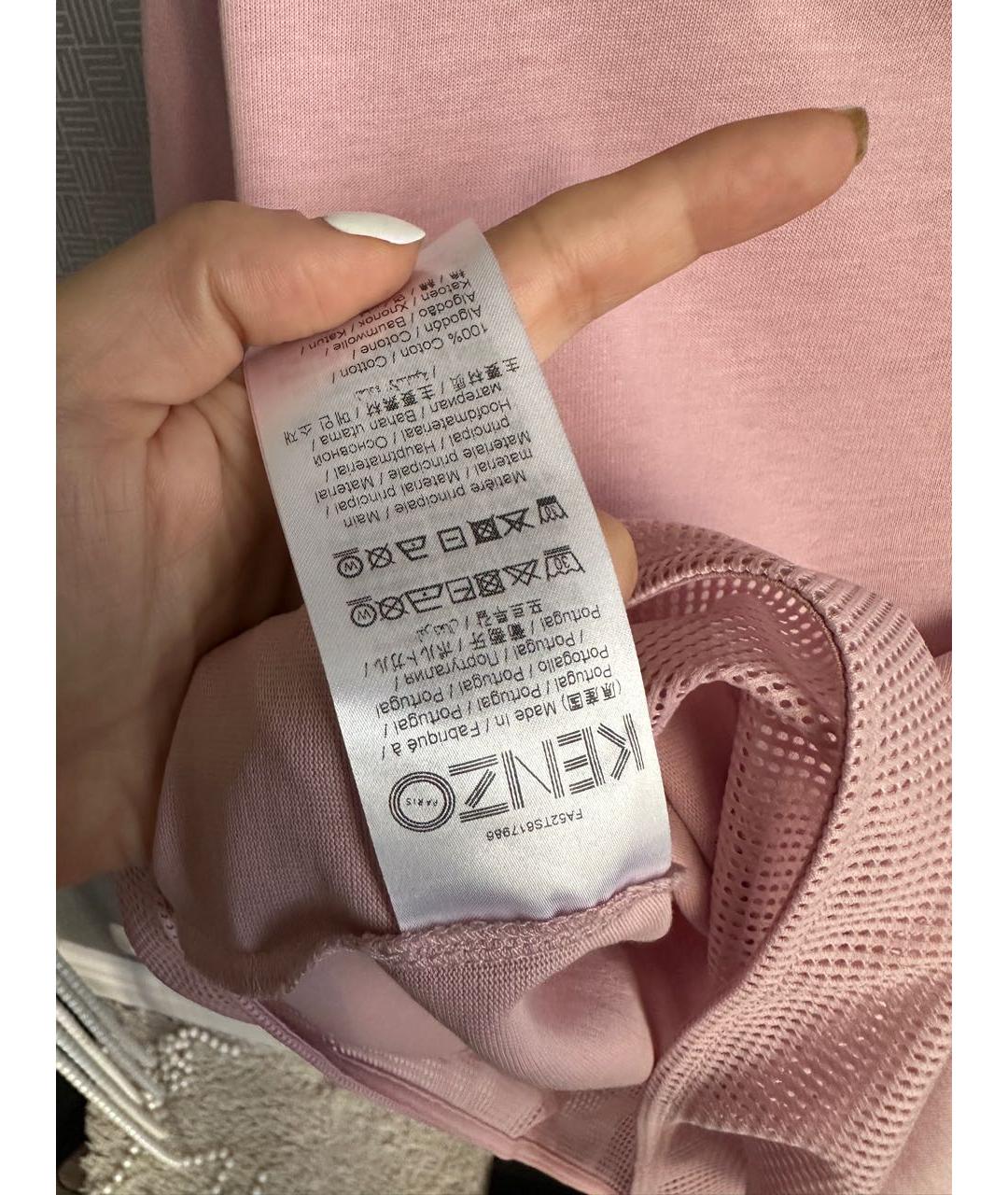 KENZO Розовая хлопковая футболка, фото 4