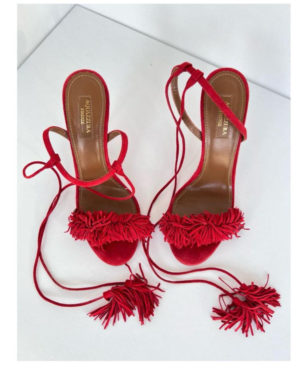 AQUAZZURA Красные замшевые босоножки, фото 2