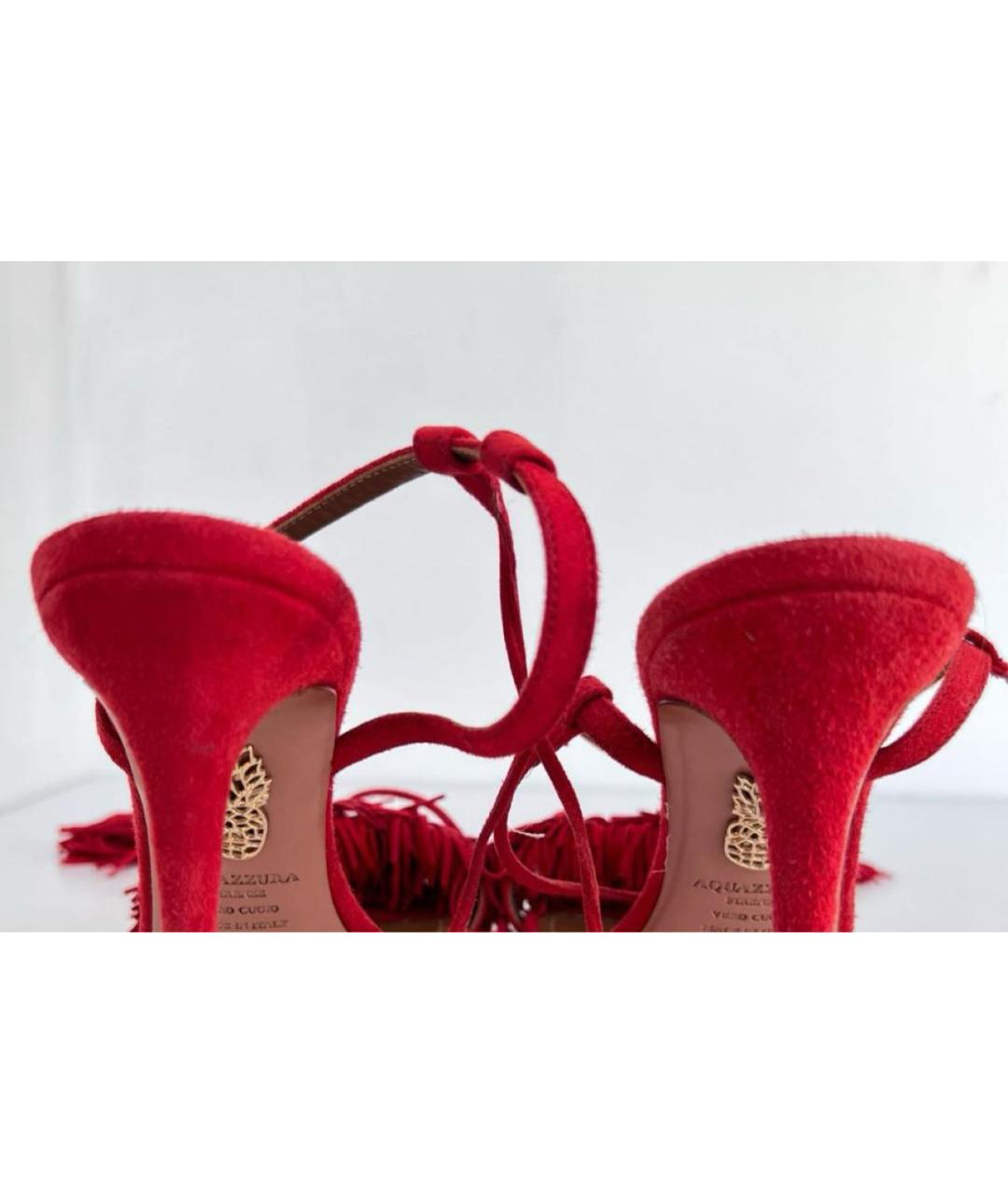 AQUAZZURA Красные замшевые босоножки, фото 3
