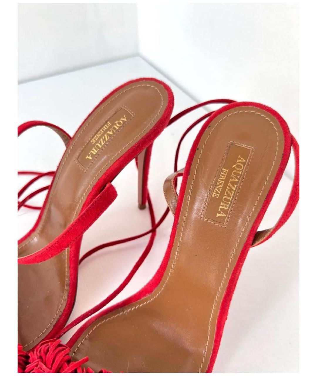 AQUAZZURA Красные замшевые босоножки, фото 4
