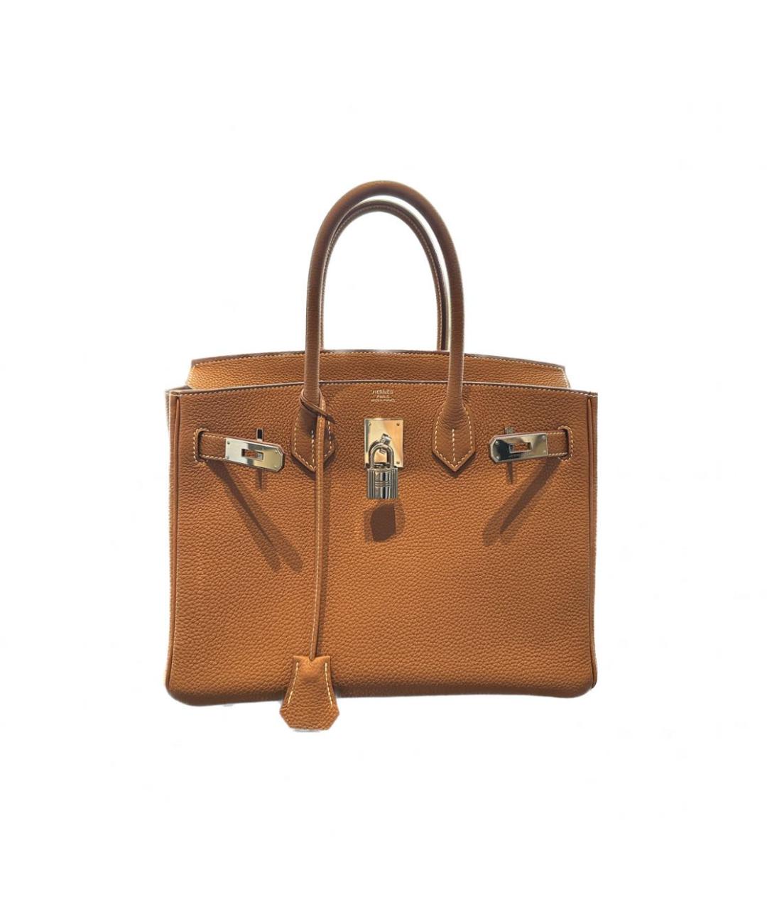 HERMES Коричневая кожаная сумка с короткими ручками, фото 9