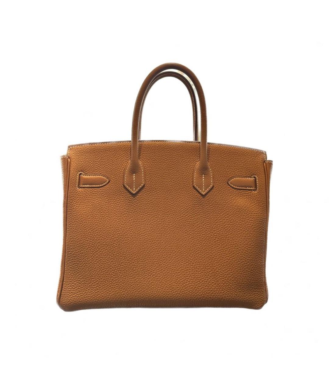 HERMES Коричневая кожаная сумка с короткими ручками, фото 3