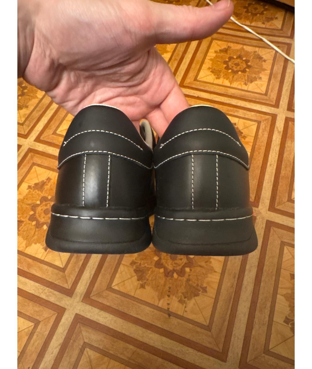 DIESEL Черные кожаные низкие кроссовки / кеды, фото 4