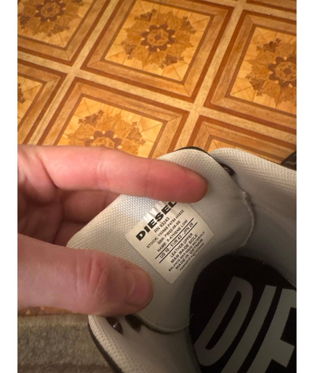 DIESEL Черные кожаные низкие кроссовки / кеды, фото 7