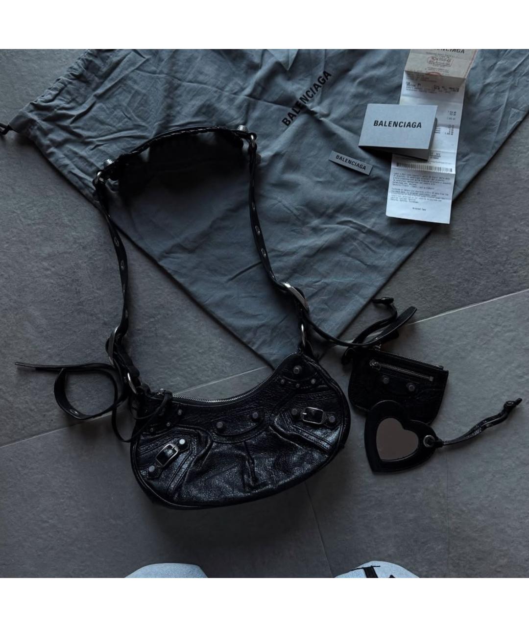 BALENCIAGA Черная кожаная сумка через плечо, фото 9