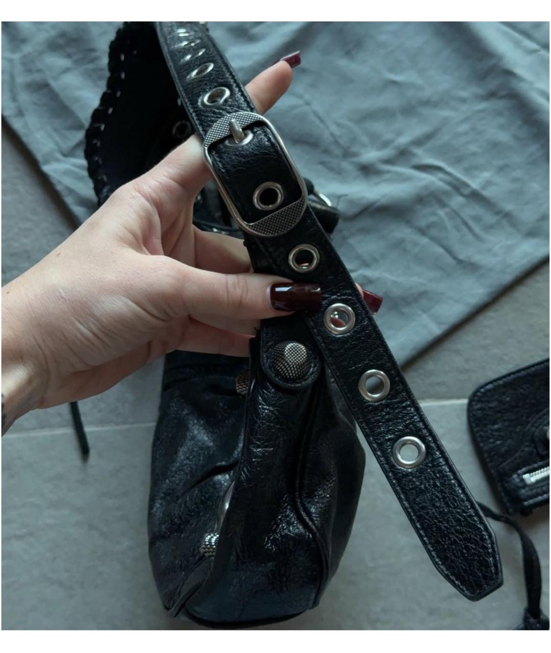 BALENCIAGA Черная кожаная сумка через плечо, фото 2