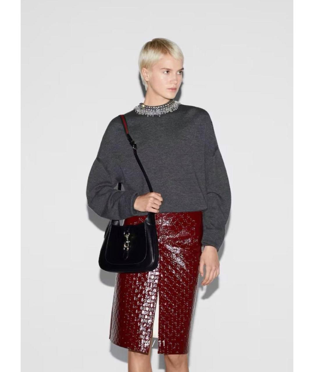 GUCCI Черная кожаная сумка с короткими ручками, фото 6