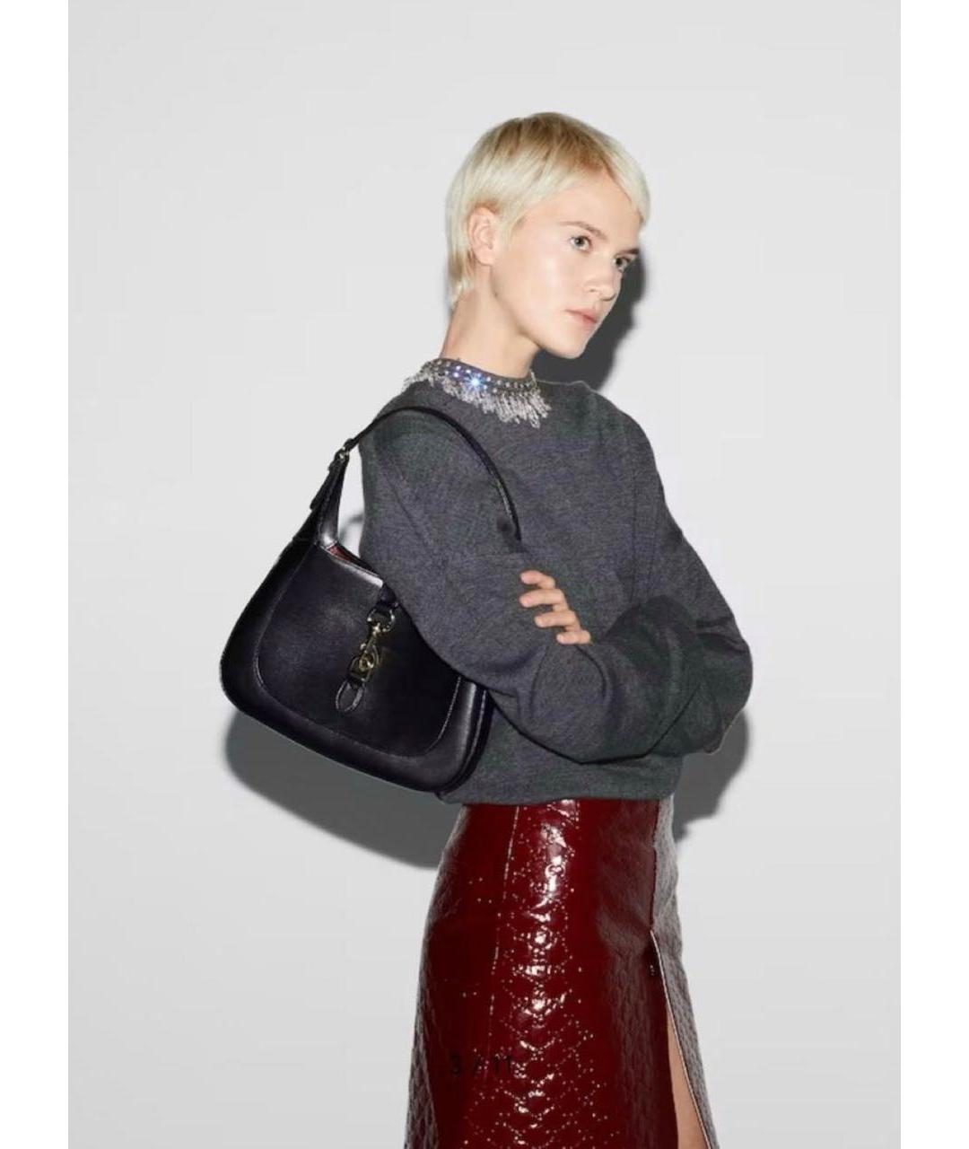 GUCCI Черная кожаная сумка с короткими ручками, фото 5