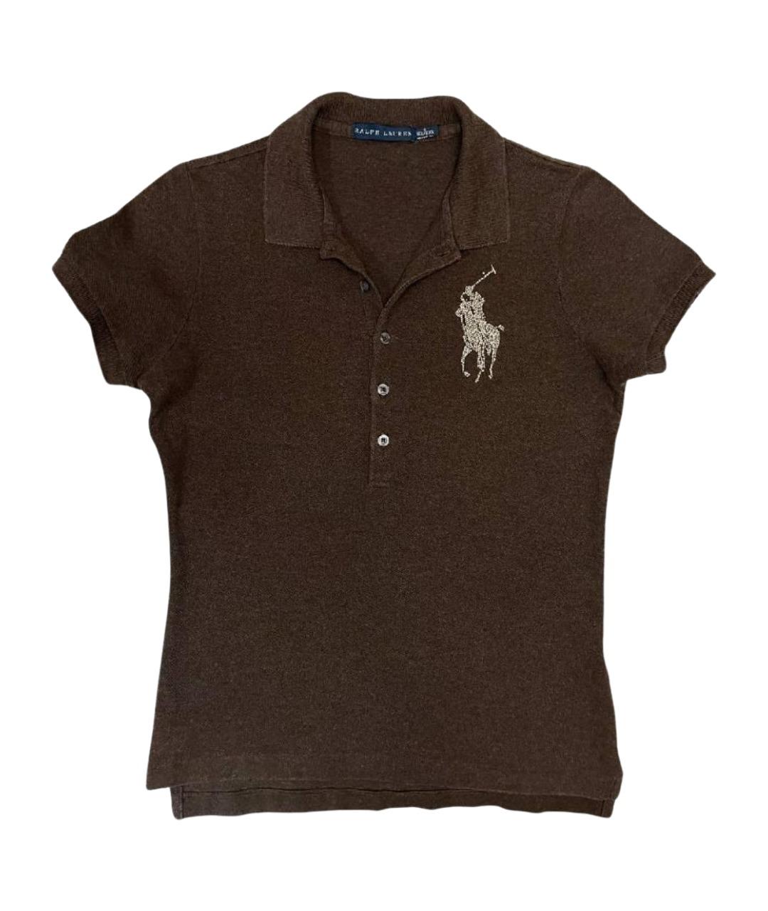 RALPH LAUREN Коричневая хлопковая футболка, фото 1
