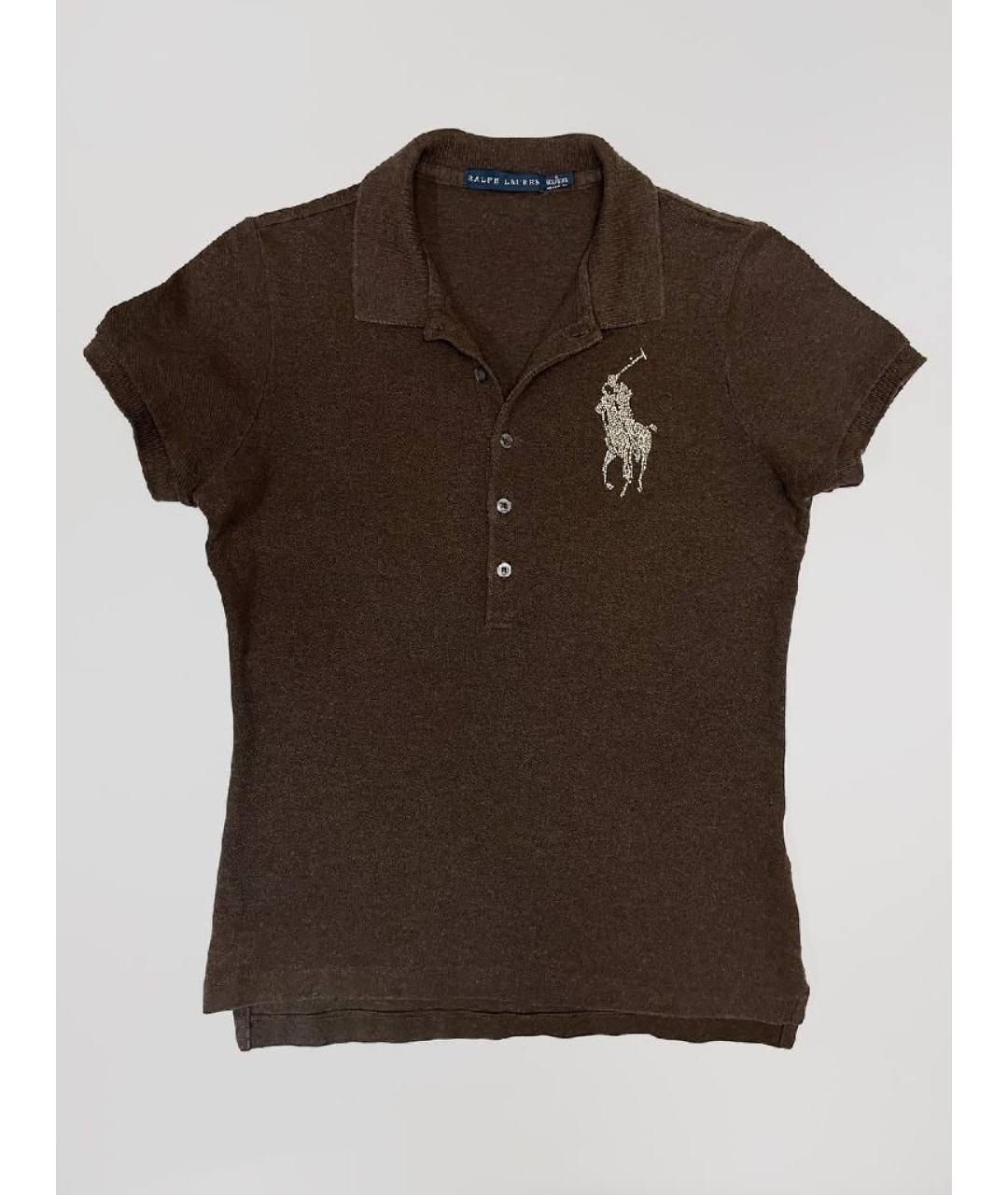 RALPH LAUREN Коричневая хлопковая футболка, фото 5