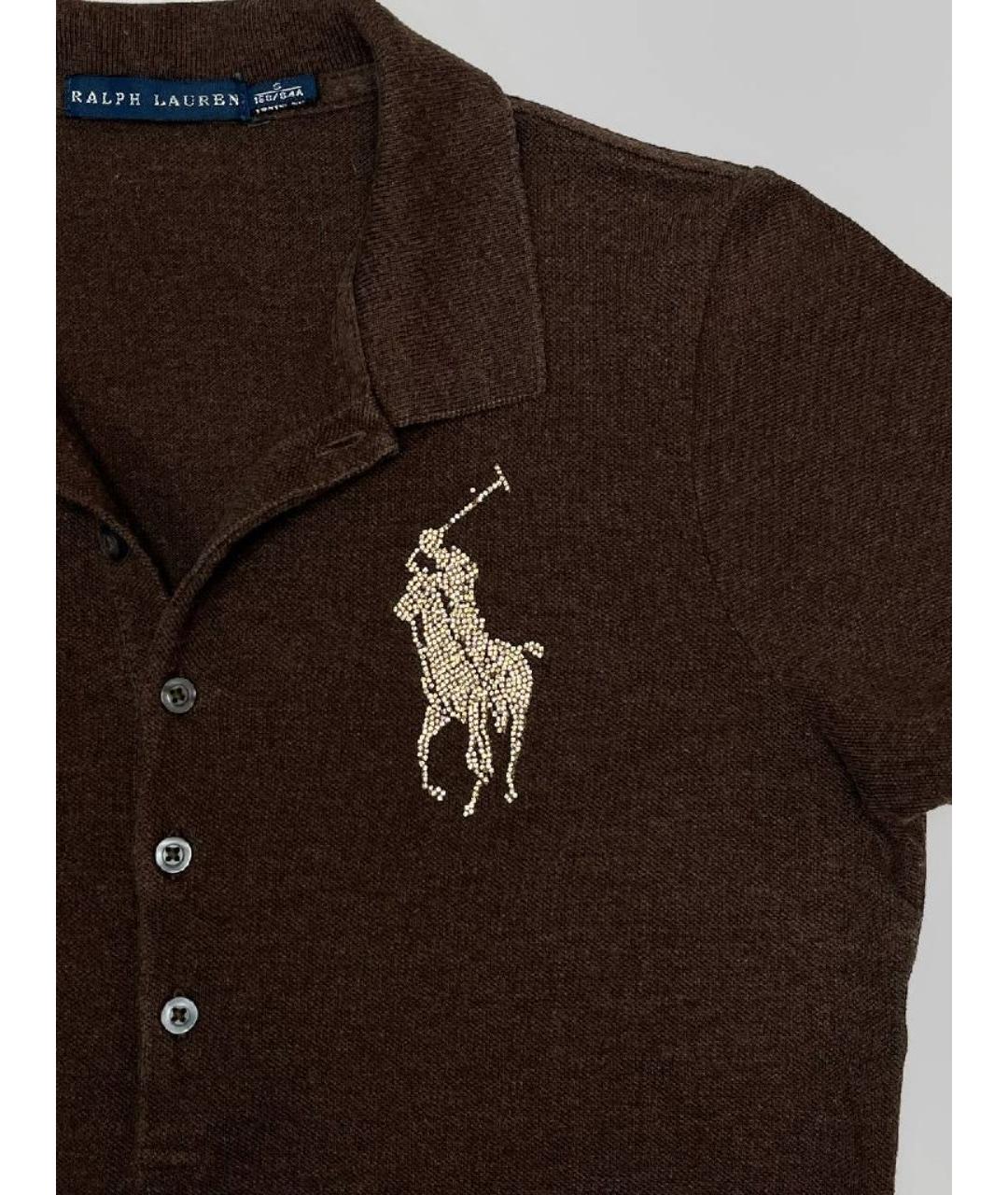 RALPH LAUREN Коричневая хлопковая футболка, фото 3