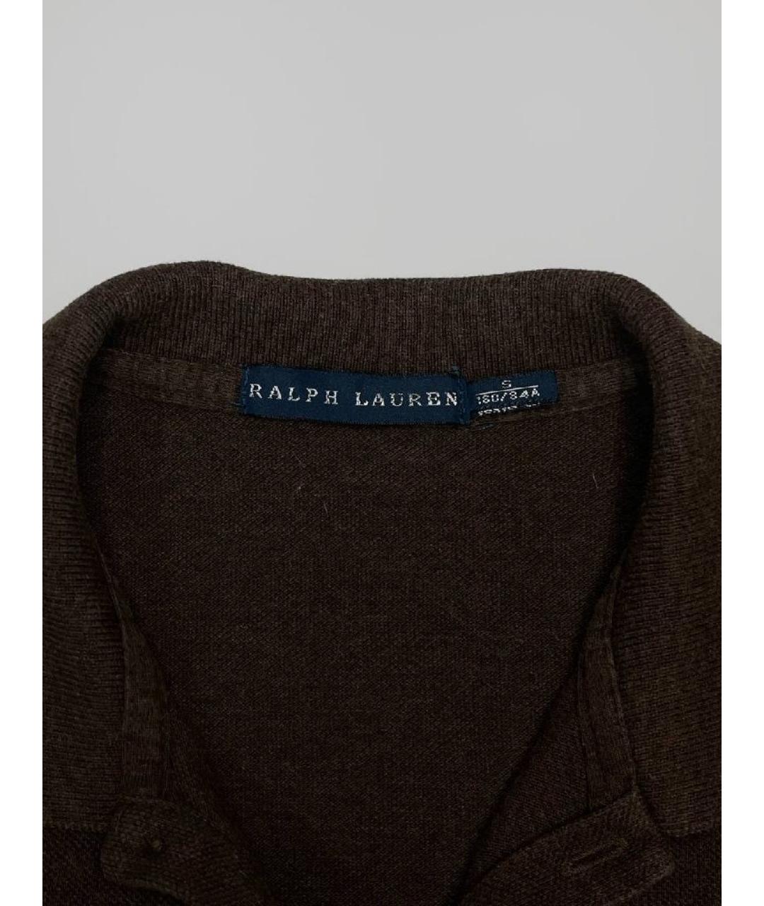 RALPH LAUREN Коричневая хлопковая футболка, фото 4