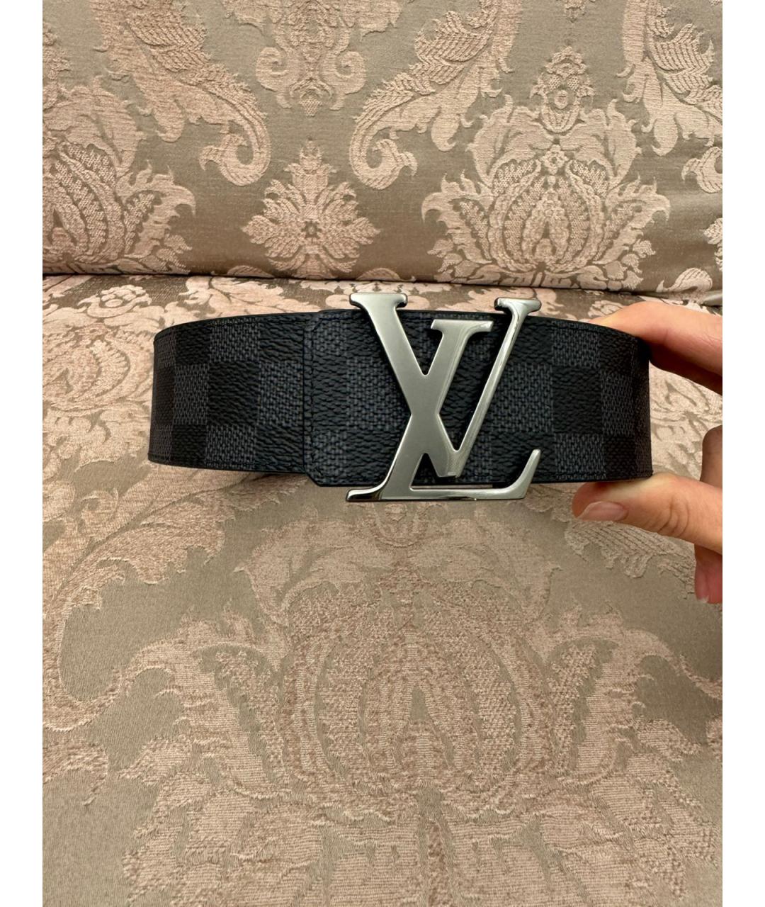 LOUIS VUITTON Черный кожаный ремень, фото 4