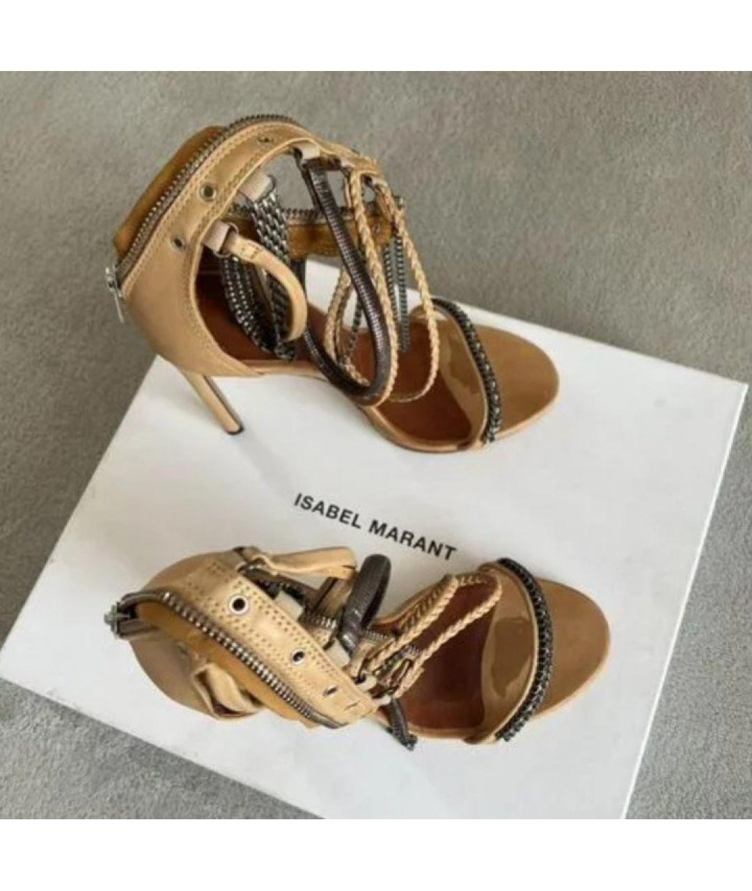 ISABEL MARANT Коричневые кожаные босоножки, фото 5