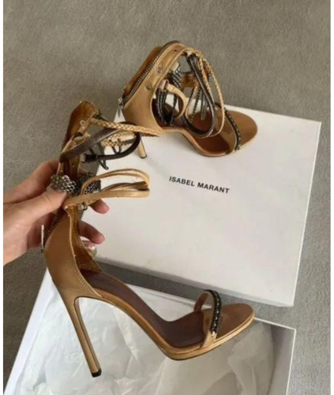 ISABEL MARANT Коричневые кожаные босоножки, фото 8