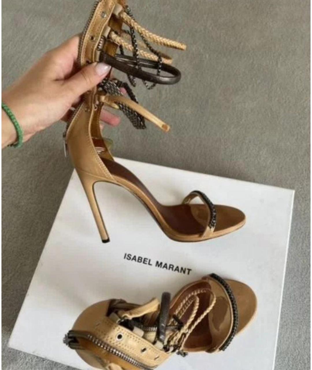 ISABEL MARANT Коричневые кожаные босоножки, фото 3