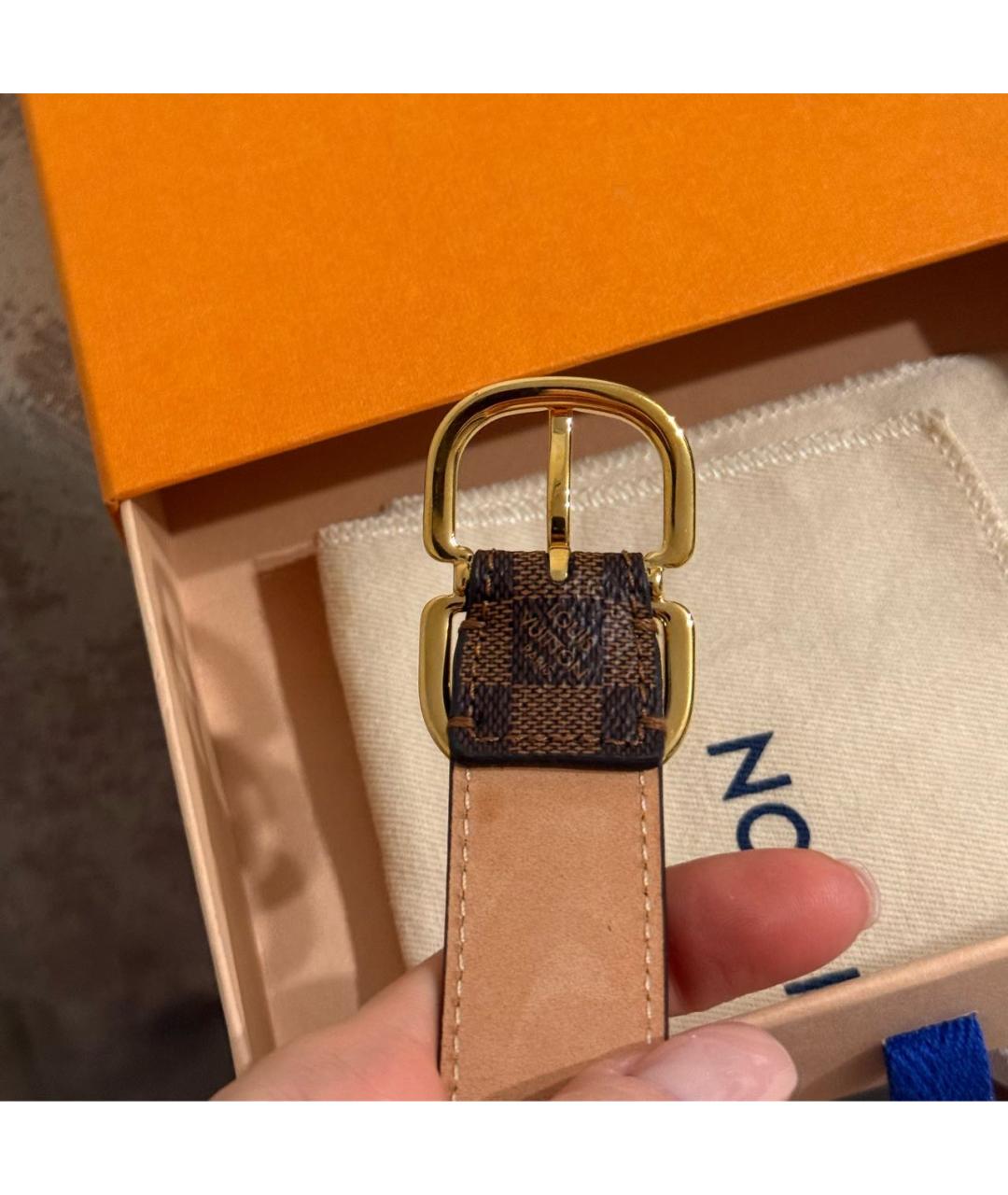 LOUIS VUITTON Коричневый кожаный ремень, фото 6