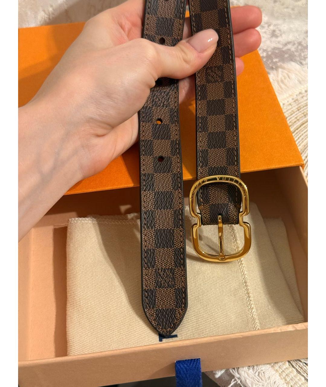 LOUIS VUITTON Коричневый кожаный ремень, фото 4