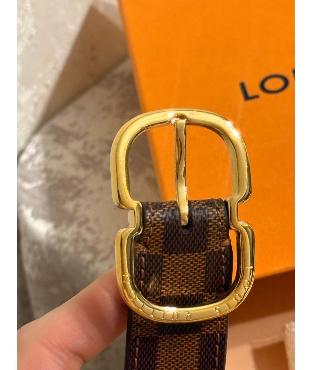 LOUIS VUITTON Коричневый кожаный ремень, фото 5