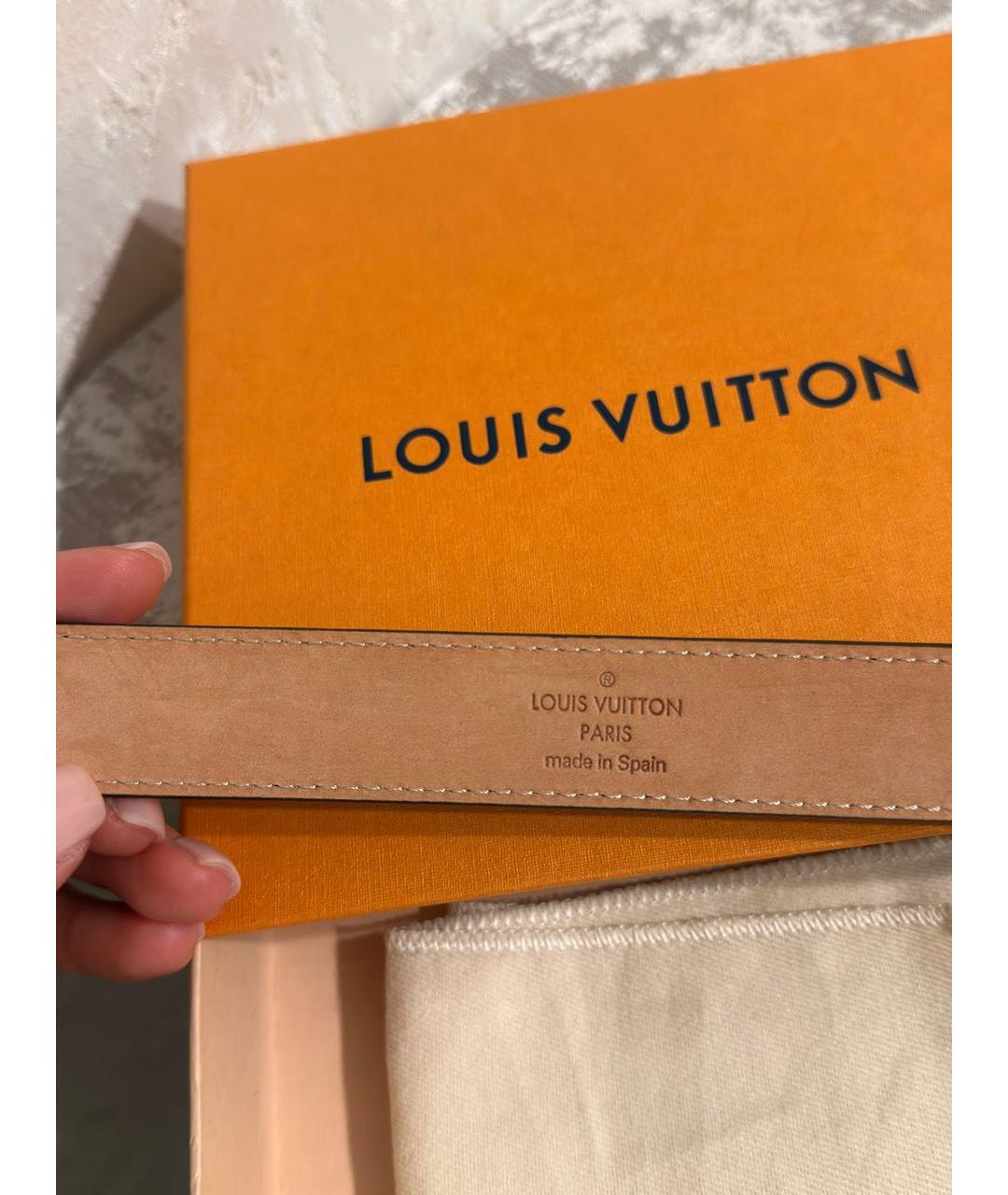 LOUIS VUITTON Коричневый кожаный ремень, фото 3